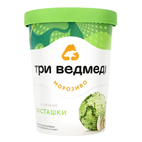 Морозиво 12% зі смаком фісташки Три ведмеді відро 500г