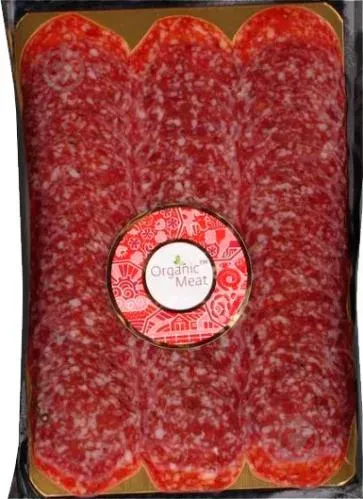 Ковбаса Салямі Міланська сиров'ялена вищого ґатунку 80г нарізка ТМ Organic Meat