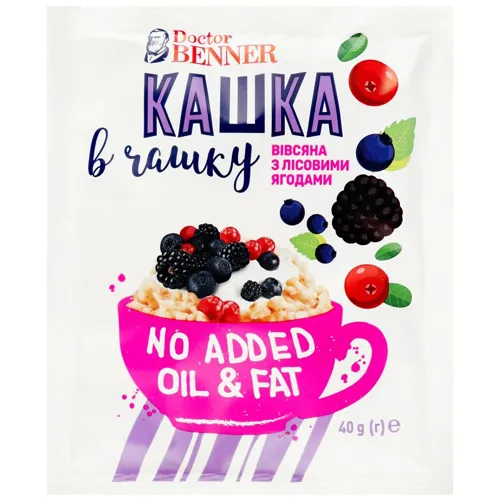 Каша Doctor Benner Кашка в чашку вівсяна з лісовими ягодами 40г
