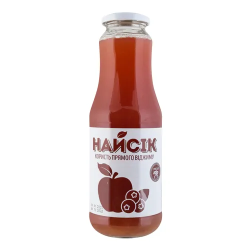 Сік неосвітлений пастеризований яблучно-чорномородиновий Найсік 1л