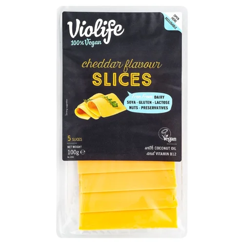 Продукт харчовий Violife Чеддер з кокосовою олією без лактози нарізаний 100г