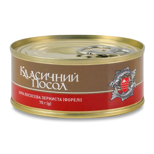 Ікра Форелі Лососева Зерниста В/ґ, Посол, Залізна Банка 70г