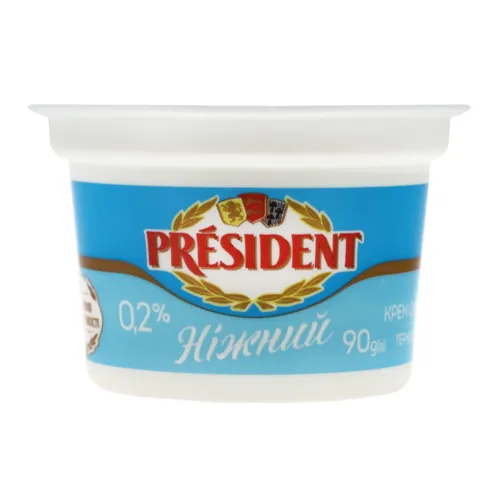 Крем сирковий 0.2% нежирний Ніжний President ст 90г