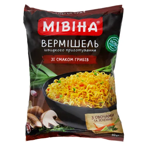 Вермішель Мівіна з грибами не гостра, 60г