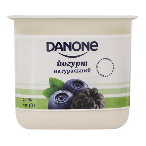 Йогурт 2% натуральний Чорниця-ожина Danone ст 135г