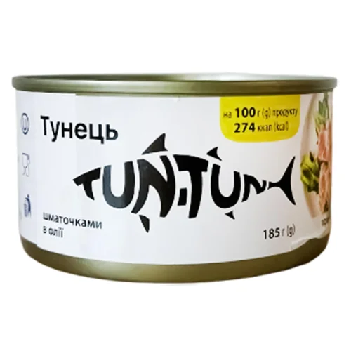 Тунець Tun-Tun шматочками в олії 185г