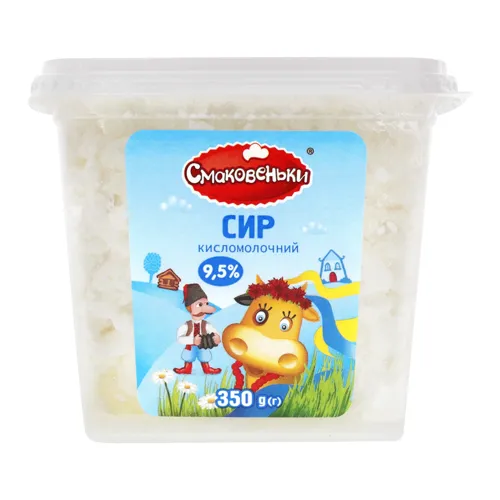 Сир кисломолочний 9.5% Смаковеньки п/у 350г