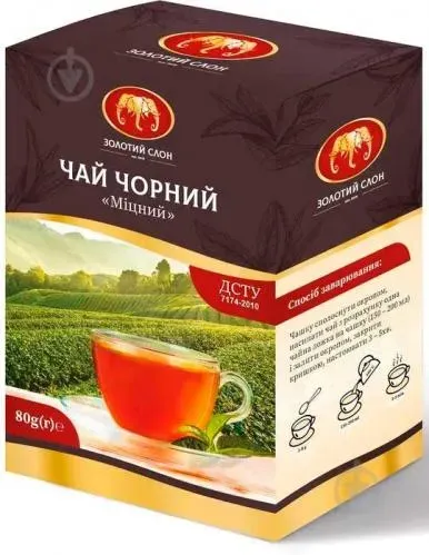 Чай Золотий Слон чорний міцний 80г