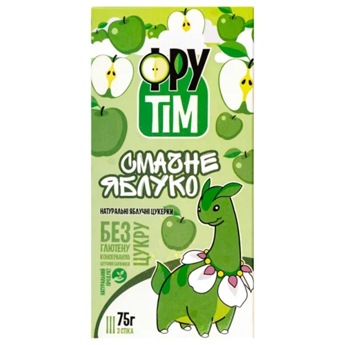 Цукерки натуральні Фрутім Смачне Яблуко яблучні без глютену та цукру 75г