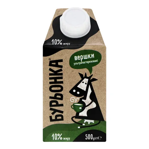 Вершки 10% ультрапастеризовані Бурьонка т/п 500г