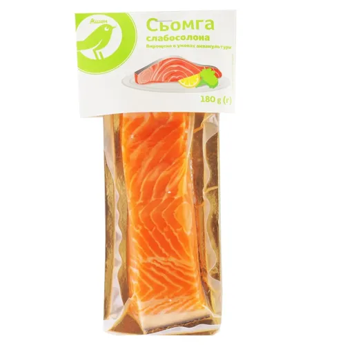 Сьомга Ашан філе-шматок слабосолена 180г