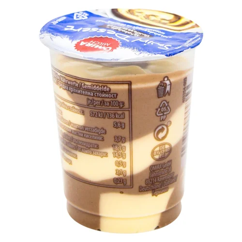 Пудинг Omira шоколадно-ванільний штрудель з вершками 5,6% 150г