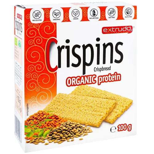 Хлібці Extrudo Crispins органічні з протеїном 100г