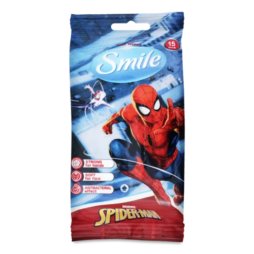 Вологі Серветки Spider Man Marvel Smile, 15 шт, з/б