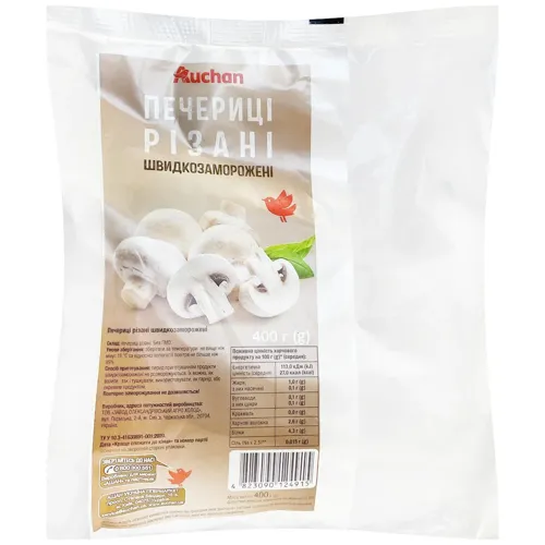 Печериці Ашан різані швидкозаморожені 400г