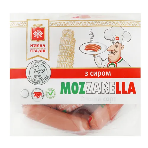 Сосиски М'ясна гільдія З сиром Mozzarella вищий сорт кг