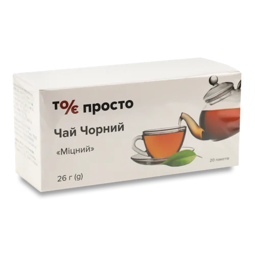Чай Чорний Міцний, В/ґ, Пакування 20 Пакетів По 1.3 Г, 26 Г