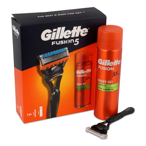 Бритва Gillette Fusion5 з гелем для гоління чутливе, 1 шт + гель д/гоління 200 мл