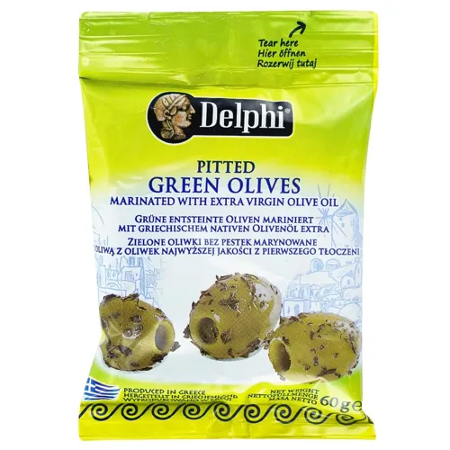 Оливки Delphi зелені без кісточки мариновані 60г