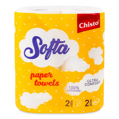 Рушники паперові 2-х шарові Softa Chisto, в/ґ, 2 шт