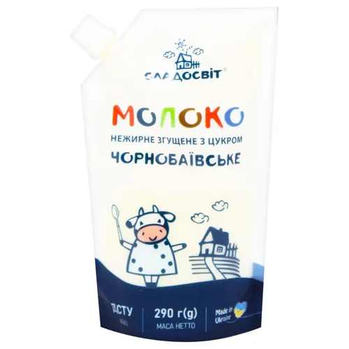 Молоко згущене Сладосвіт Чорнобаївське нежирне з цукром 290г