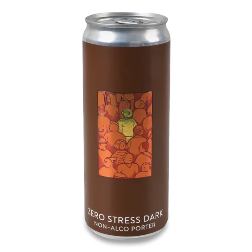 Пиво Темне Нефільтроване Непастеризоване Zero Stress Dark Varvar, залізна банка 0.33л 0.5%