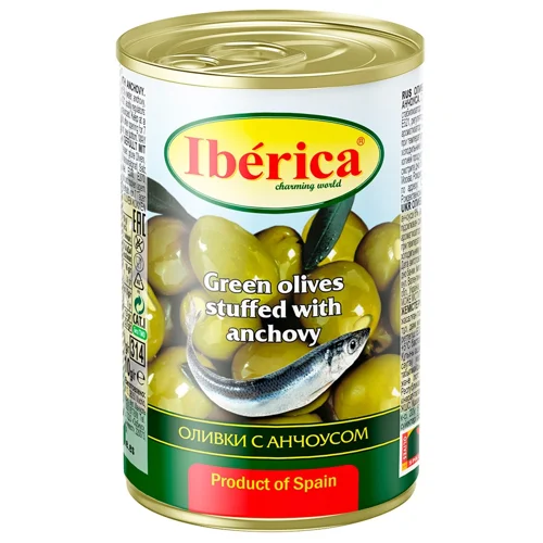 Оливки Iberica зелені з анчоусом 300г