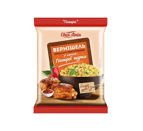 Вермішель Своя Лінія швидкого приготування зі смаком гострої курки 59,2г