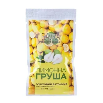 Батончик лимонна груша Gavra натуральний без цукру 40г