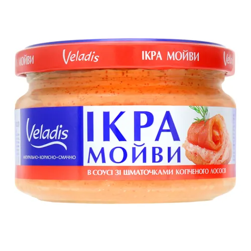 Ікра мойви зі шматочками копченого лосося Veladis с/б 180г