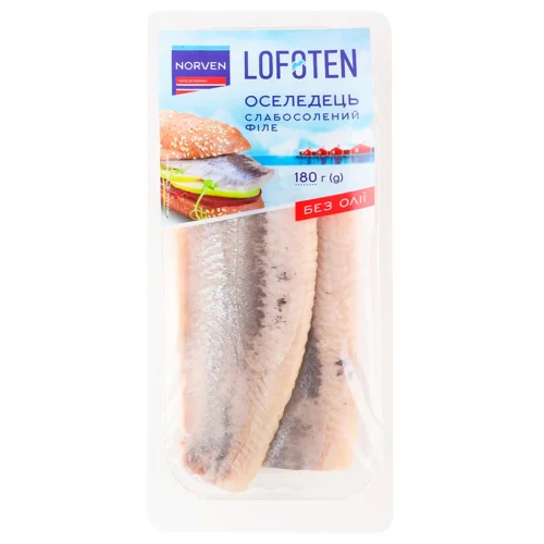 Оселедець Norven філе без шкіри слабосолений 180г