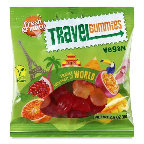 Цукерки Wawel Travel Gummies Vegan з фрукт смак, 80г