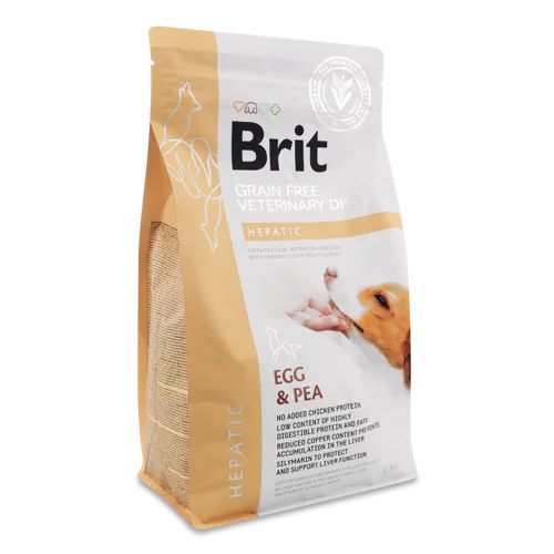 Корм сухий повнораціонний беззерновий для собак Hepatic Veterinary Diet Brit, в/к, 2 кг