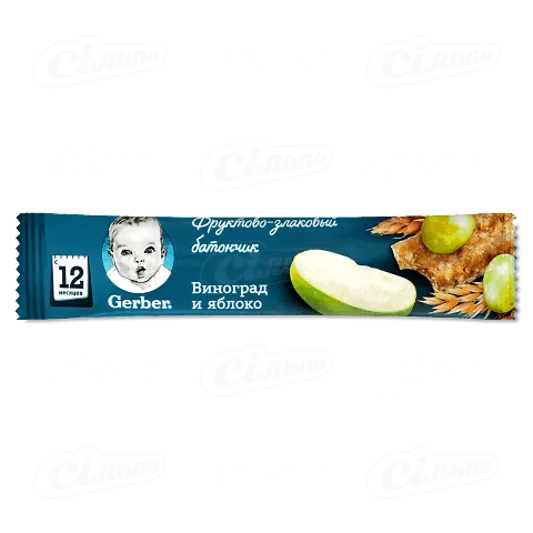 Батончик фруктово-злаковий Gerber яблуко та виноград 25г