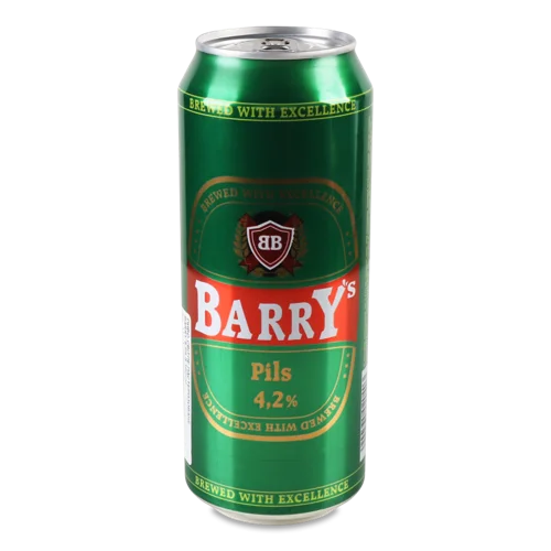 Пиво Barry's Pils Світле, Вищого Ґатунку, Залізна Банка, 0.5л
