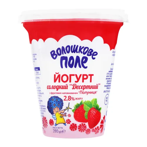 Йогурт 2.8% Полуниця Десертний Волошкове поле ст 280г