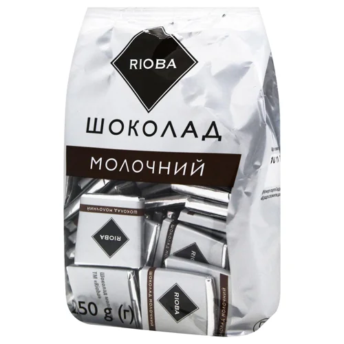 Шоколад молочний Rioba порційний 50шт 250г