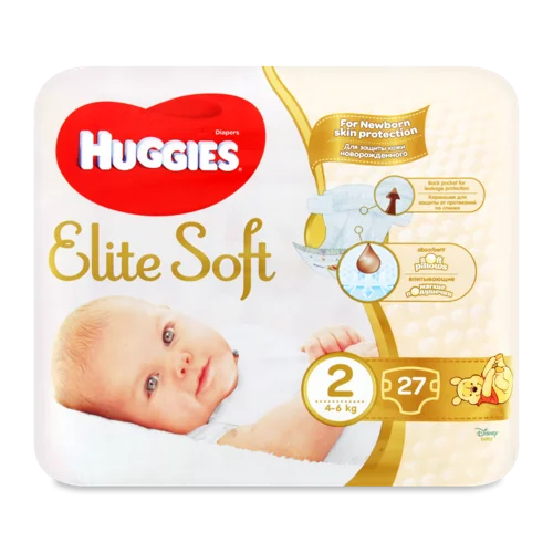 Підгузки Дитячі Elite Soft Huggies, 4-6 кг, 27 шт, в/ґ
