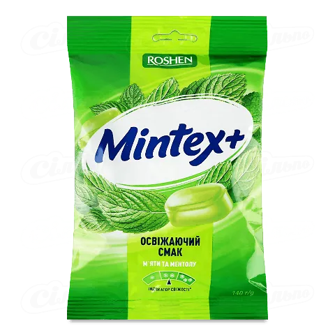 Карамель Roshen Mintex+ Mint смак м'яти-ментолу, 140г