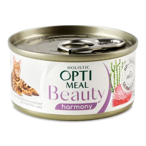 Корм Консервований Для Котів Тунець В Желє З Морськими Водоростями Beauty Harmony Optimeal, З/Б, 70г