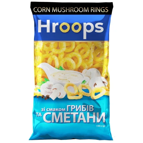 Снеки кукурудзяні Hroops зі смаком грибів та сметани 140г