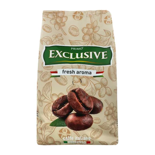 Кава натуральна смажена в зернах мелена першого ґатунку з додаванням харчового ароматизатора ірландський крем Exclusive Fresh Aroma Primo м/у 500г