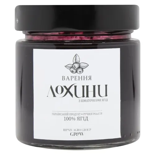 Варення Grow Лохина зі шматочками ягід 212г