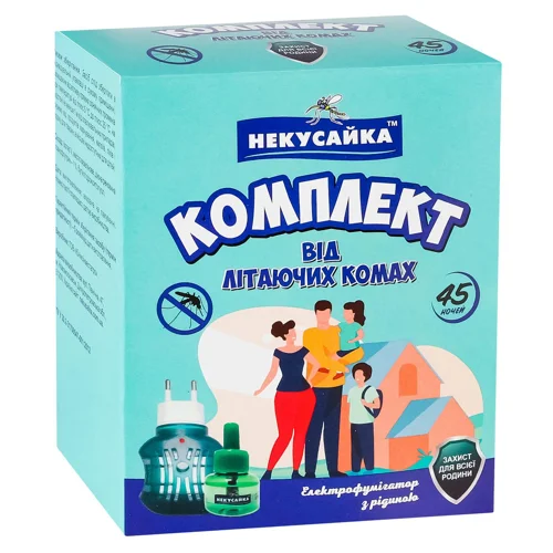 Комплект серії Стандарт Некусайка Універсальний прилад з індикатором+рідина від комарів без запаху 45 ночей