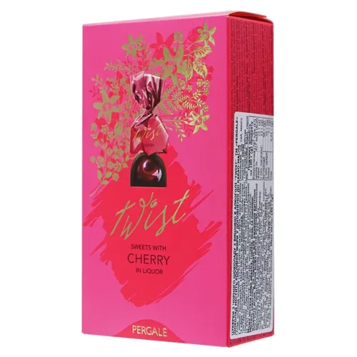 Цукерки Pergale Twist Cherry у темному шоколаді з вишнею в алкоголі 155г
