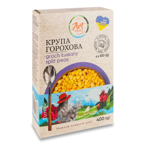 Горохова Крупа Art Foods, Вищого Ґатунку, Картонна Упаковка, 4х100г