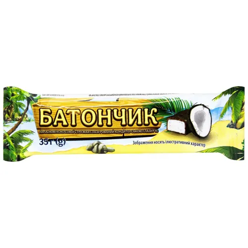 Батончик Fine Life на основі кокосової стружки глазурований 35г