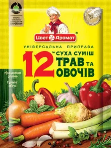 Приправа 12 трав та овочів, 70г п/ет ТМ ЦветАромат