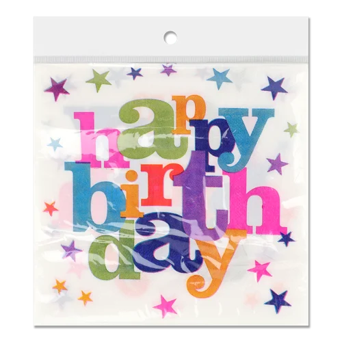 Паперова Серветка 33х33см, №WB240411005, Happy Birthday, Ningbo Union Point Imp&Exp Co. Ltd, 20шт