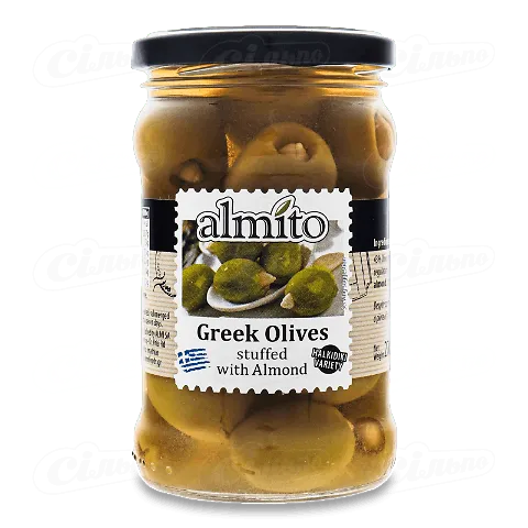 Оливки Almito зелені грецькі фаршировані мигдалем 320мл